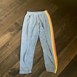 Gray 5 stripe Aviator Nation sweatpants xs